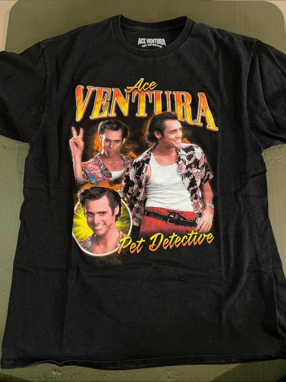 Ace Ventura Graphic Tee - Black with Yellow & Red Print